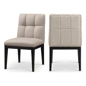 Bowery Hill Contemporary Taupe Vegan Leather Dining Side Chair (Set of 2)