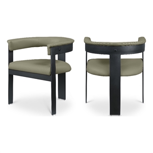 Bowery Hill Contemporary Olive Green Vegan Leather Dining Chair (Set of 2)