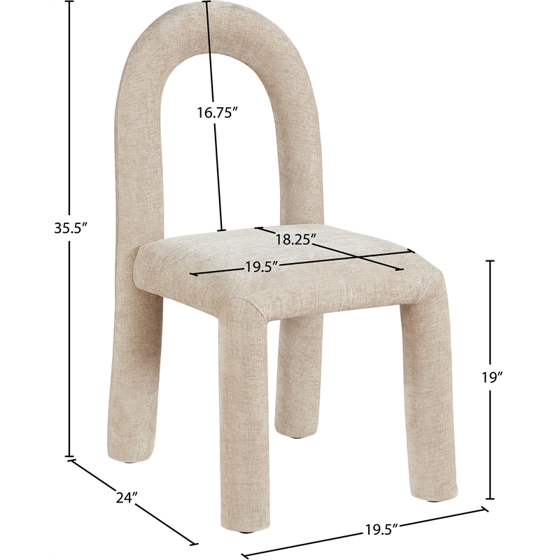 Bowery Hill Contemporary Beige Chenille Fabric Dining Chair (Set of 2)