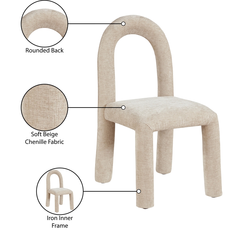 Bowery Hill Contemporary Beige Chenille Fabric Dining Chair (Set of 2)