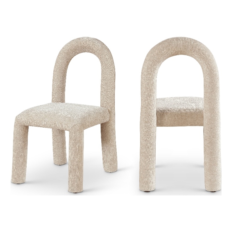 Bowery Hill Contemporary Beige Chenille Fabric Dining Chair (Set of 2)