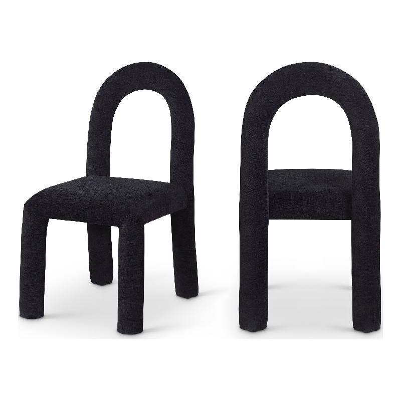 Bowery Hill Contemporary Black Chenille Fabric Dining Chair (Set of 2)