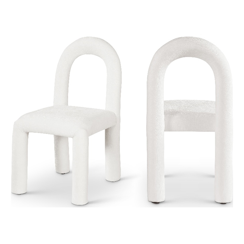 Bowery Hill Contemporary Cream Chenille Fabric Dining Chair (Set of 2)