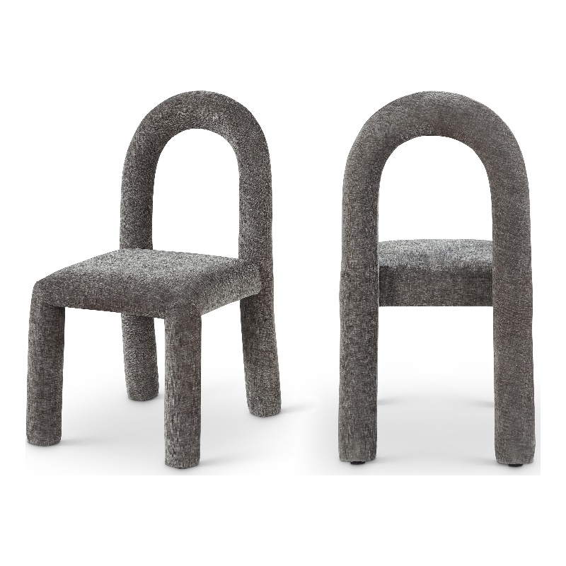 Bowery Hill Contemporary Grey Chenille Fabric Dining Chair (Set of 2)