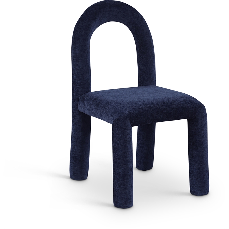 Bowery Hill Contemporary Navy Chenille Fabric Dining Chair (Set of 2)