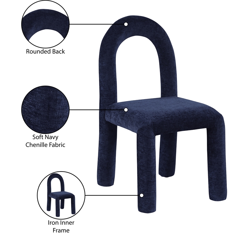 Bowery Hill Contemporary Navy Chenille Fabric Dining Chair (Set of 2)