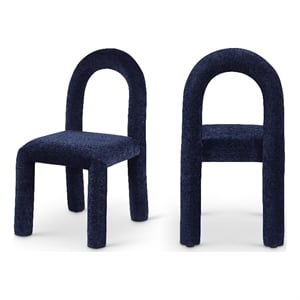 Bowery Hill Contemporary Navy Chenille Fabric Dining Chair (Set of 2)