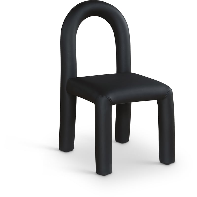 Bowery Hill Contemporary Black Vegan Leather Dining Chair (Set of 2)