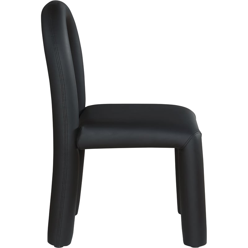 Bowery Hill Contemporary Black Vegan Leather Dining Chair (Set of 2)