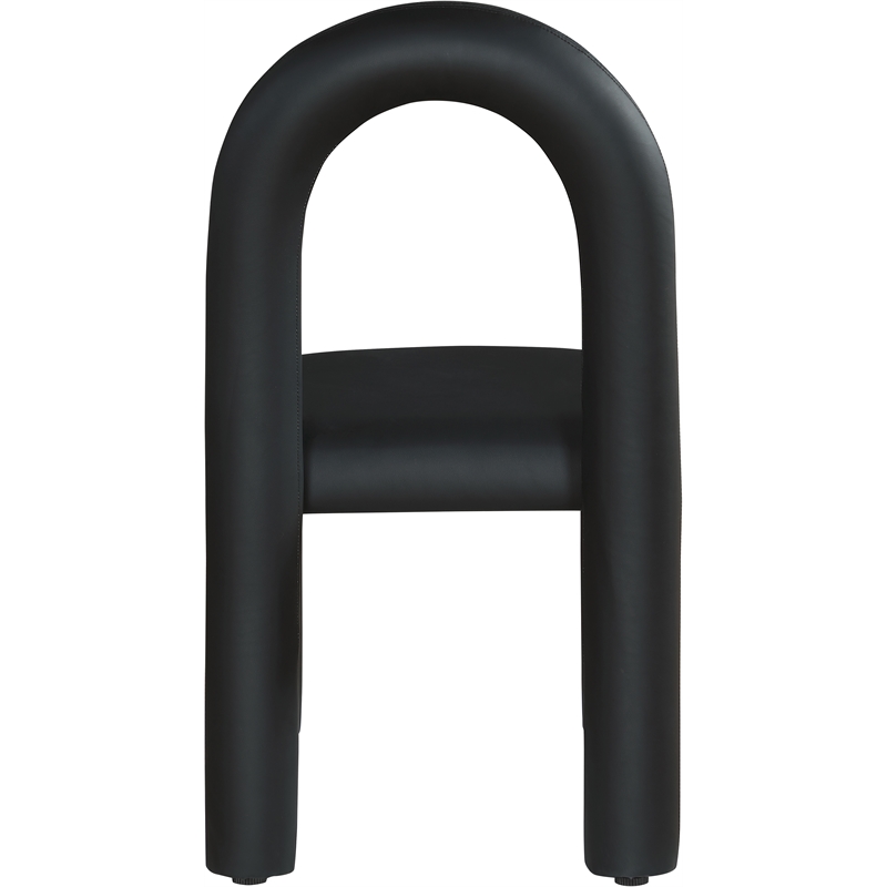 Bowery Hill Contemporary Black Vegan Leather Dining Chair (Set of 2)