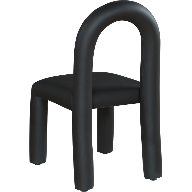 Bowery Hill Contemporary Black Vegan Leather Dining Chair (Set of 2)