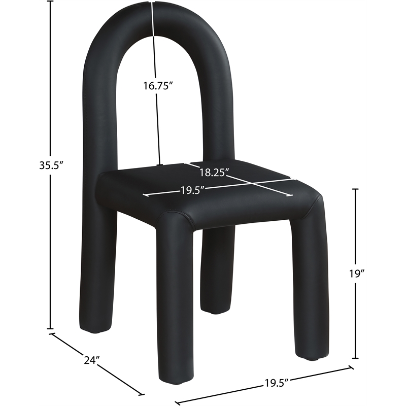 Bowery Hill Contemporary Black Vegan Leather Dining Chair (Set of 2)