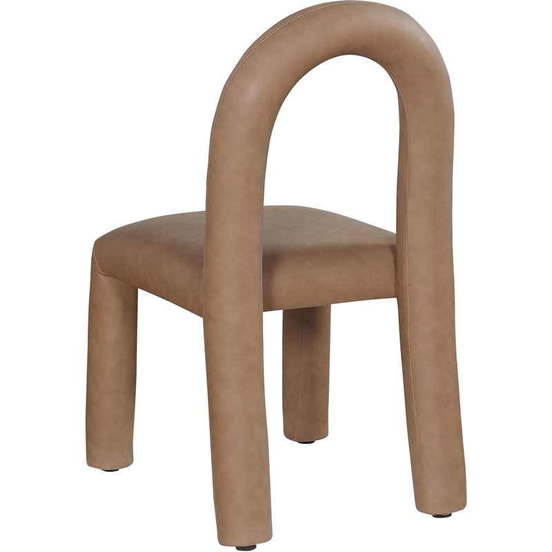 Bowery Hill Contemporary Brown Vegan Leather Dining Chair (Set of 2)