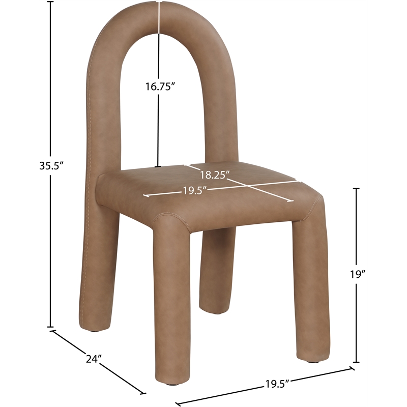 Bowery Hill Contemporary Brown Vegan Leather Dining Chair (Set of 2)