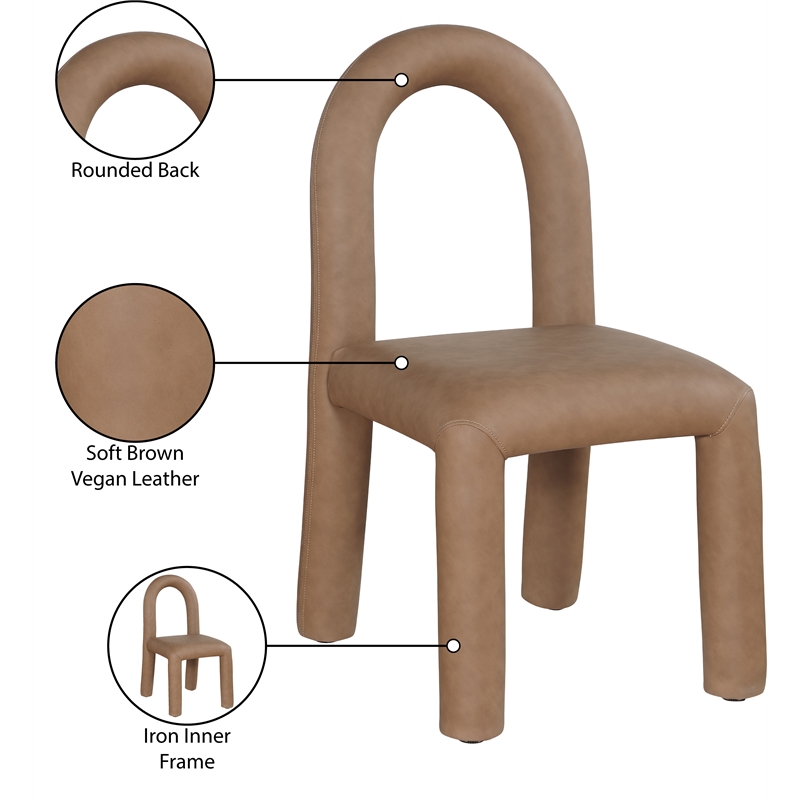 Bowery Hill Contemporary Brown Vegan Leather Dining Chair (Set of 2)