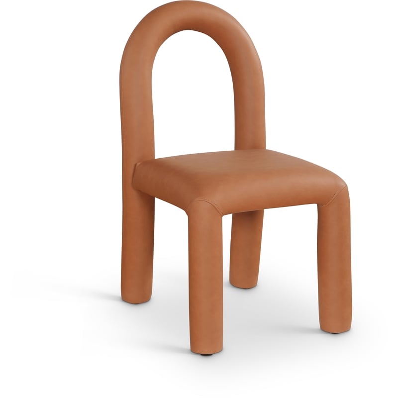 Bowery Hill Contemporary Cognac Vegan Leather Dining Chair (Set of 2)