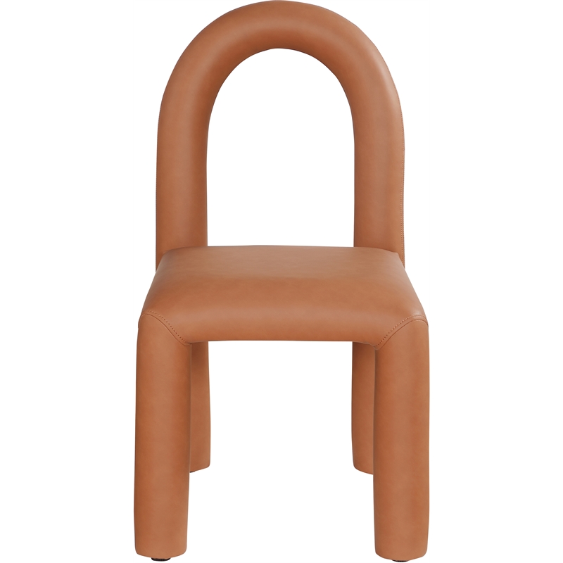 Bowery Hill Contemporary Cognac Vegan Leather Dining Chair (Set of 2)