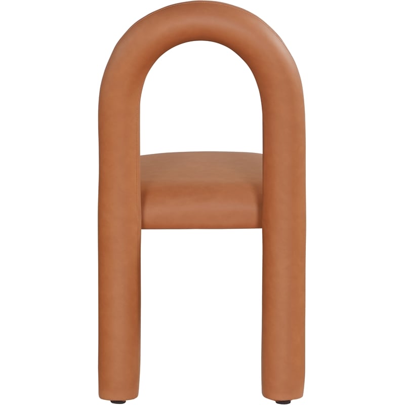 Bowery Hill Contemporary Cognac Vegan Leather Dining Chair (Set of 2)