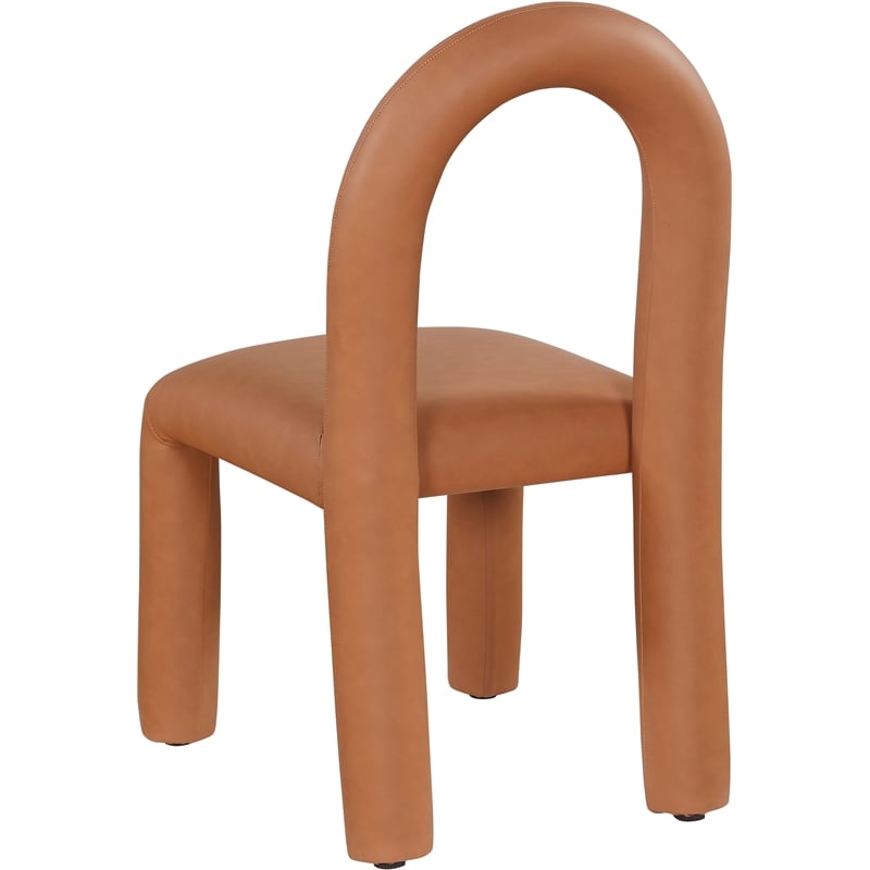 Bowery Hill Contemporary Cognac Vegan Leather Dining Chair (Set of 2)