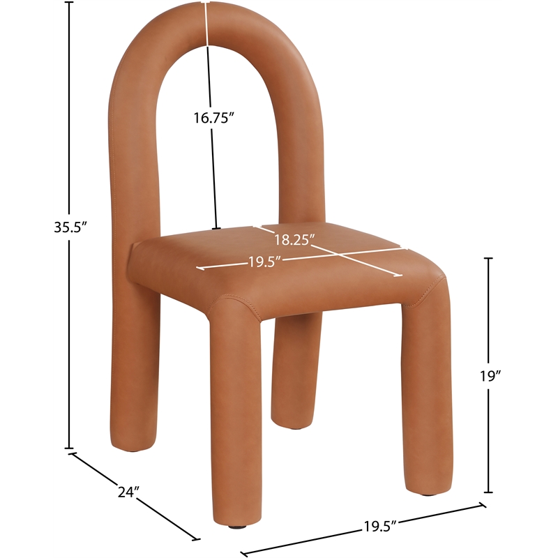 Bowery Hill Contemporary Cognac Vegan Leather Dining Chair (Set of 2)