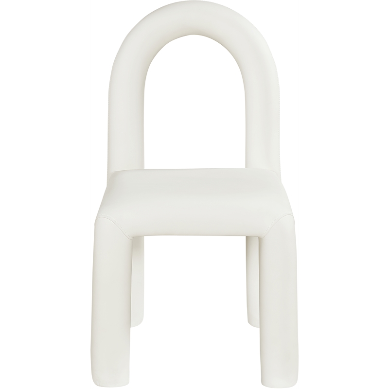 Bowery Hill Contemporary Cream Vegan Leather Dining Chair (Set of 2)