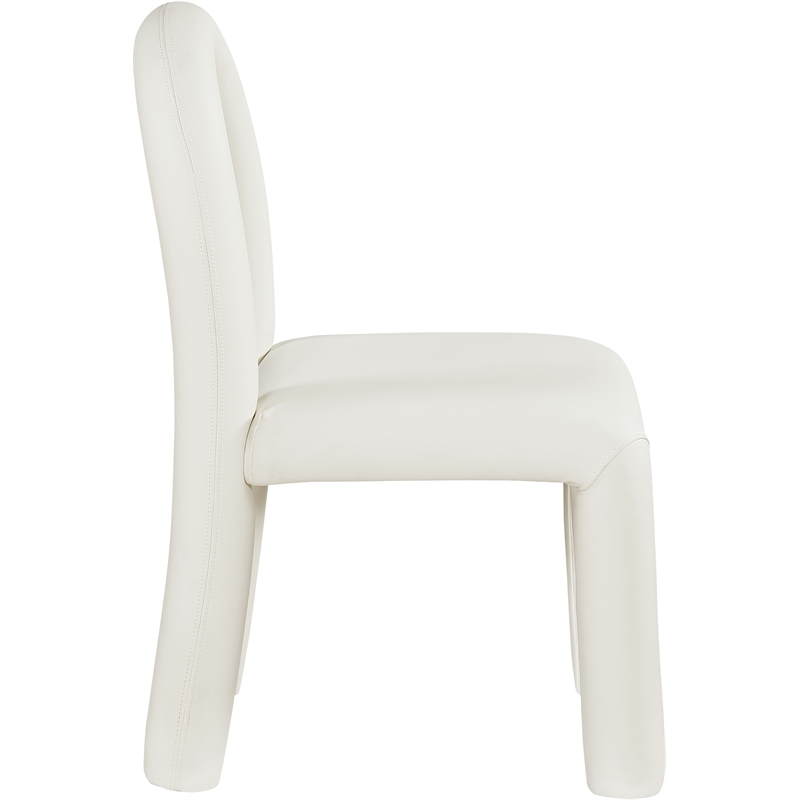 Bowery Hill Contemporary Cream Vegan Leather Dining Chair (Set of 2)