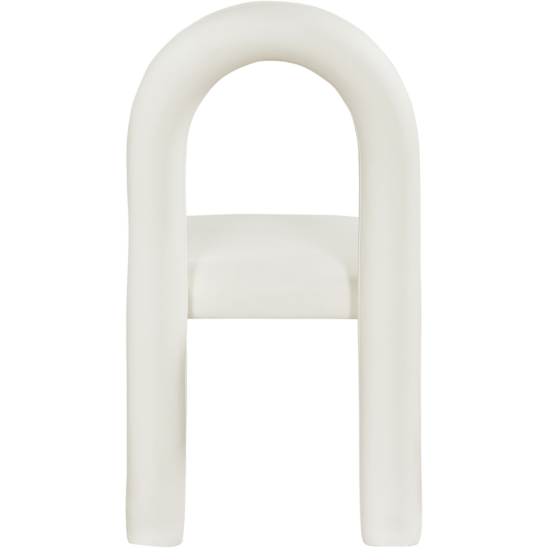 Bowery Hill Contemporary Cream Vegan Leather Dining Chair (Set of 2)