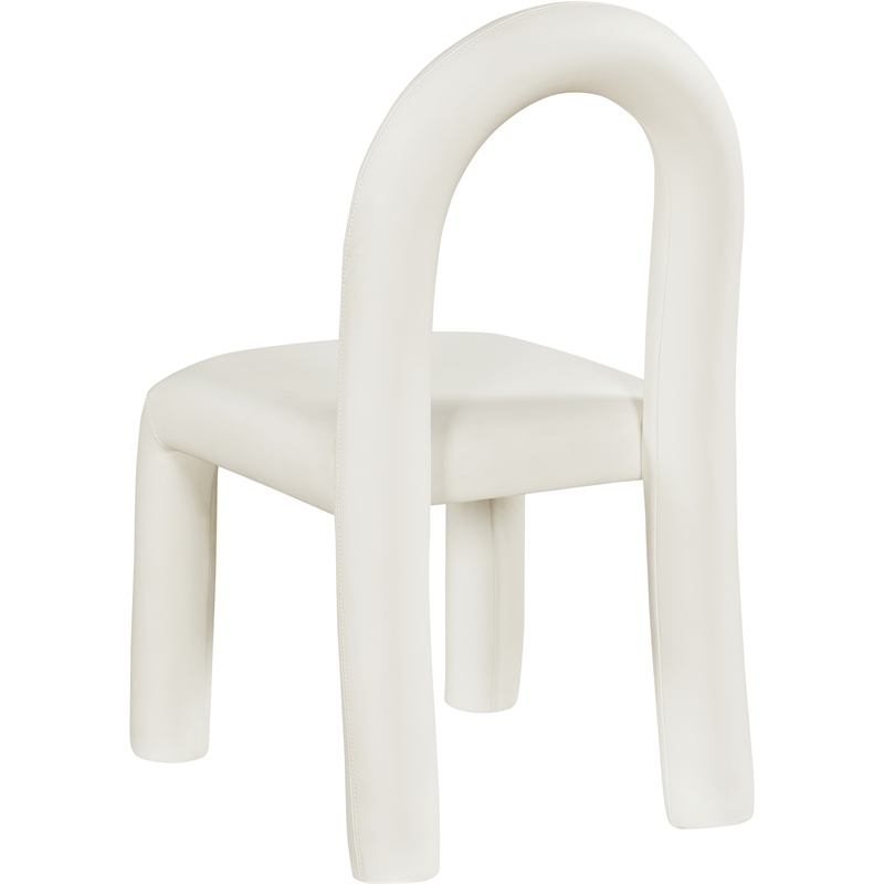 Bowery Hill Contemporary Cream Vegan Leather Dining Chair (Set of 2)