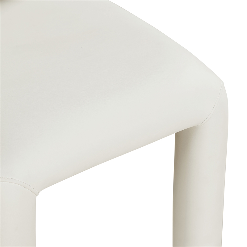 Bowery Hill Contemporary Cream Vegan Leather Dining Chair (Set of 2)