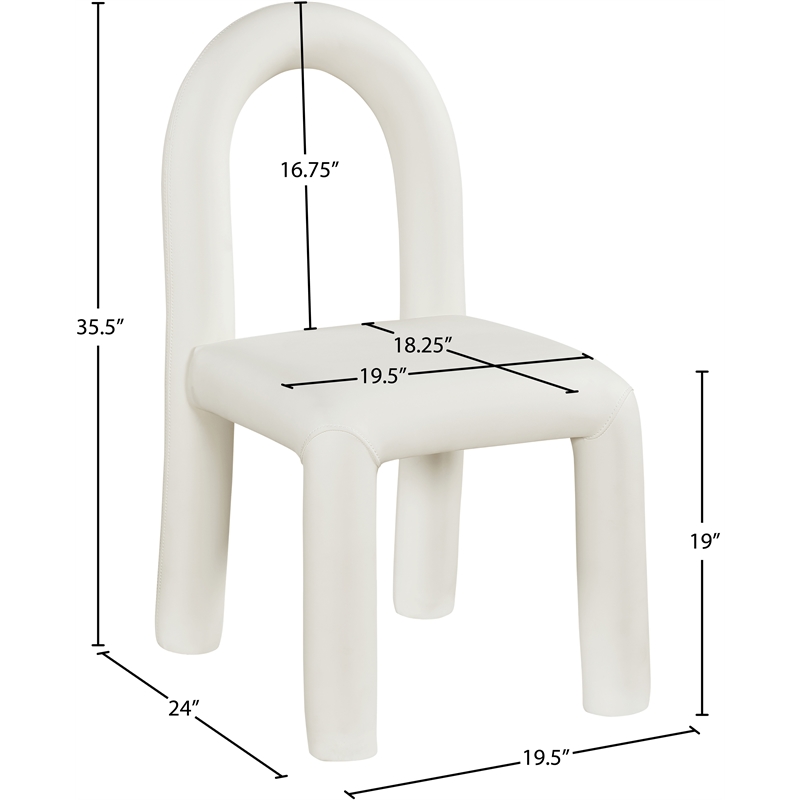 Bowery Hill Contemporary Cream Vegan Leather Dining Chair (Set of 2)