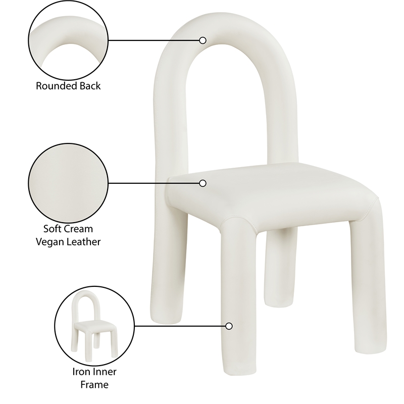 Bowery Hill Contemporary Cream Vegan Leather Dining Chair (Set of 2)