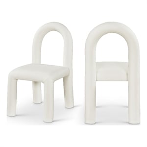 Bowery Hill Contemporary Cream Vegan Leather Dining Chair (Set of 2)