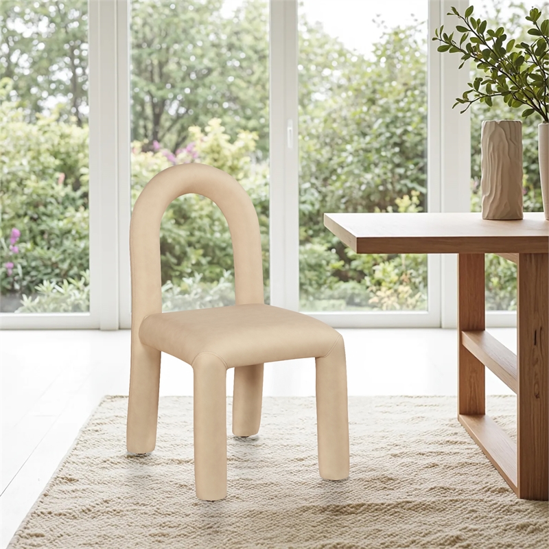 Bowery Hill Contemporary Tan Vegan Leather Dining Chair (Set of 2)