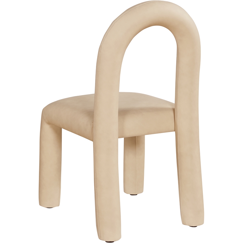 Bowery Hill Contemporary Tan Vegan Leather Dining Chair (Set of 2)