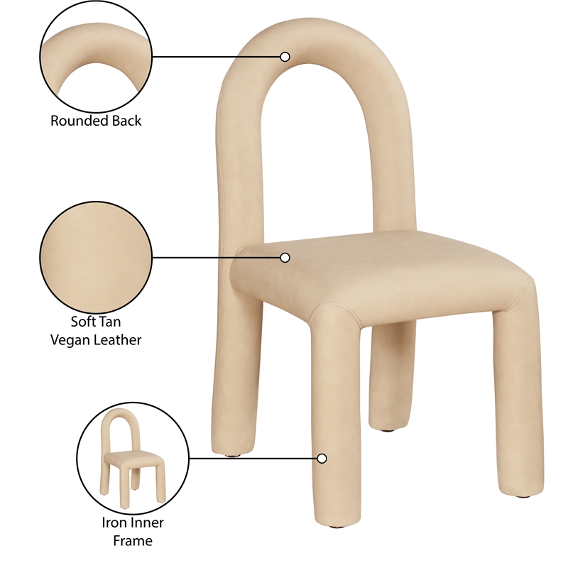 Bowery Hill Contemporary Tan Vegan Leather Dining Chair (Set of 2)