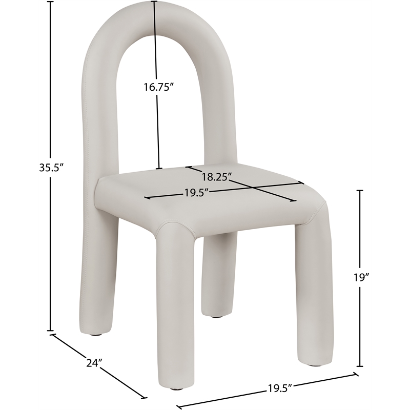 Bowery Hill Contemporary Taupe Vegan Leather Dining Chair (Set of 2)