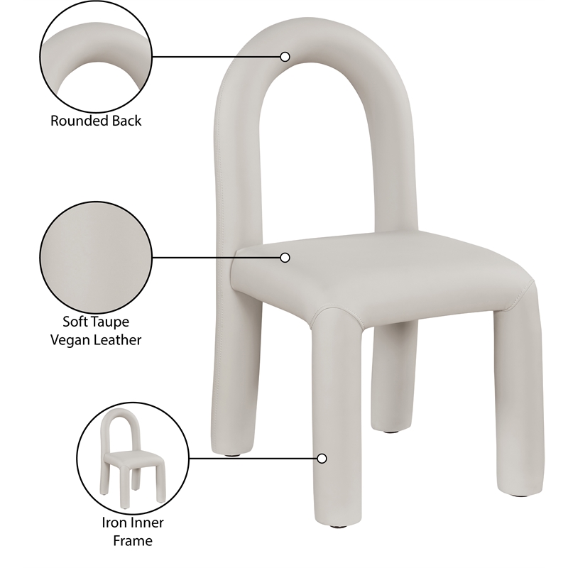 Bowery Hill Contemporary Taupe Vegan Leather Dining Chair (Set of 2)