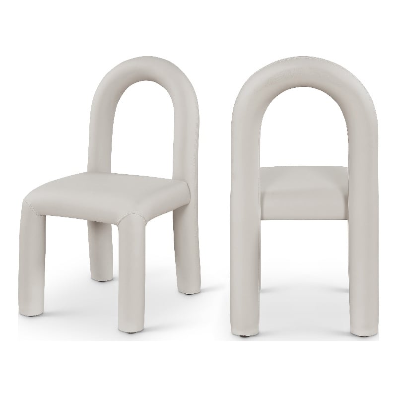 Bowery Hill Contemporary Taupe Vegan Leather Dining Chair (Set of 2)