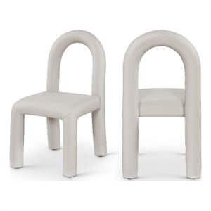 Bowery Hill Contemporary Taupe Vegan Leather Dining Chair (Set of 2)