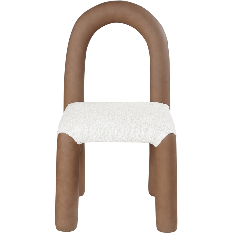 Bowery Hill Contemporary Brown Boucle and Vegan Leather Dining Chair (Set of 2)