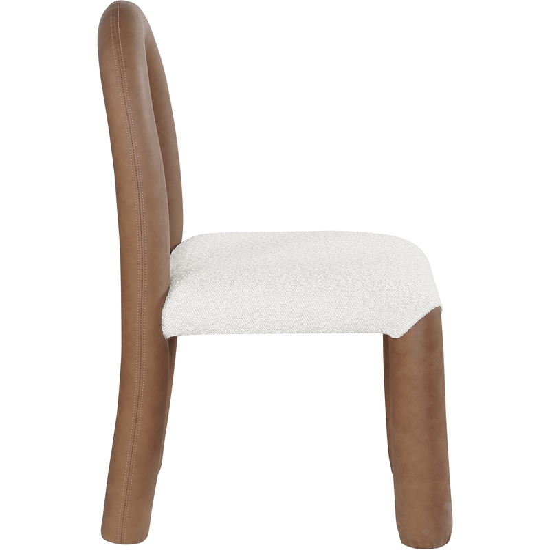 Bowery Hill Contemporary Brown Boucle and Vegan Leather Dining Chair (Set of 2)