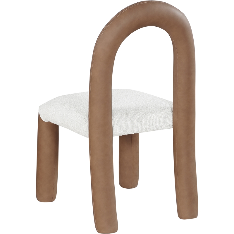 Bowery Hill Contemporary Brown Boucle and Vegan Leather Dining Chair (Set of 2)