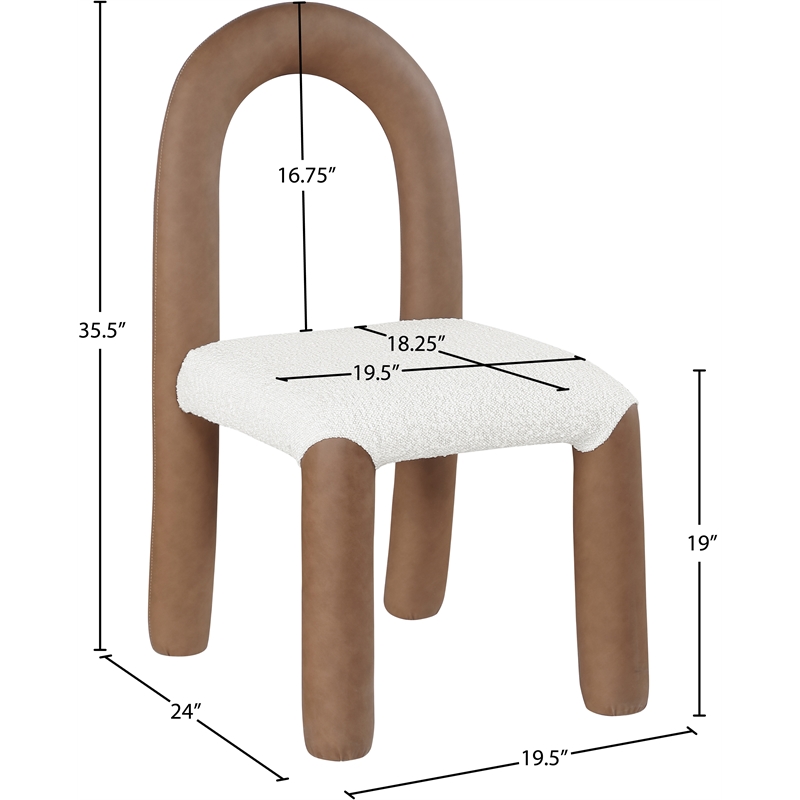 Bowery Hill Contemporary Brown Boucle and Vegan Leather Dining Chair (Set of 2)