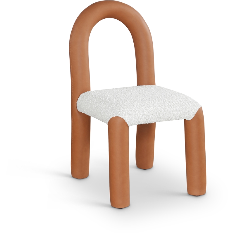 Bowery Hill Contemporary Cognac Boucle and Vegan Leather Dining Chair (Set of 2)