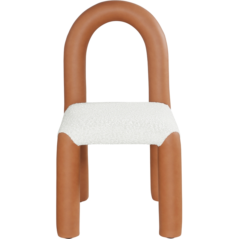 Bowery Hill Contemporary Cognac Boucle and Vegan Leather Dining Chair (Set of 2)