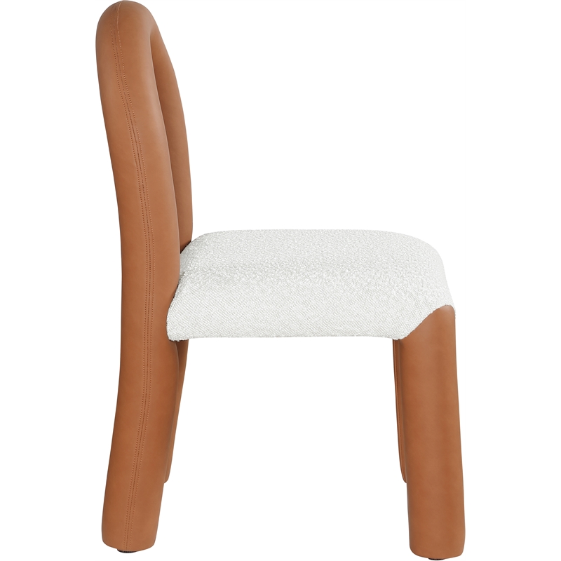 Bowery Hill Contemporary Cognac Boucle and Vegan Leather Dining Chair (Set of 2)