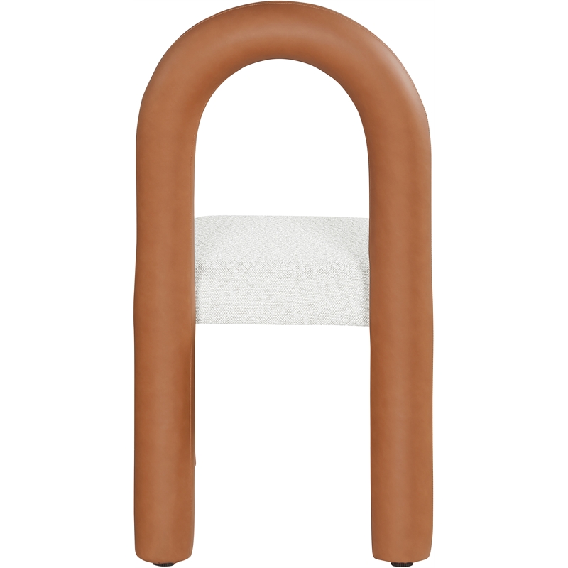 Bowery Hill Contemporary Cognac Boucle and Vegan Leather Dining Chair (Set of 2)