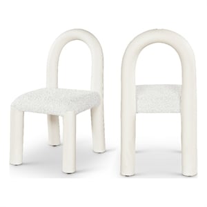 Bowery Hill Contemporary Cream Boucle and Vegan Leather Dining Chair (Set of 2)
