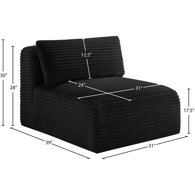 Bowery Hill Contemporary Black Corduroy Performance Fabric Armless Chair