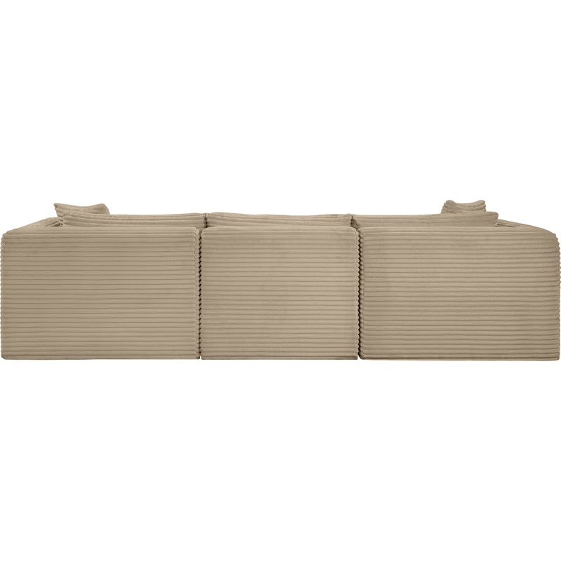 Bowery Hill Contemporary 3-Piece Taupe Corduroy Performance Fabric Modular Sofa